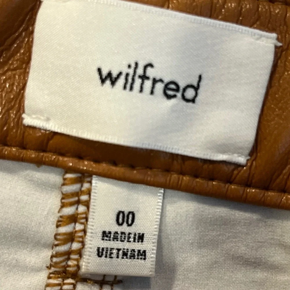 Wilfred Melina Vegan Leather Pants Cognac Brown High Rise Straight Leg Size‎ 00